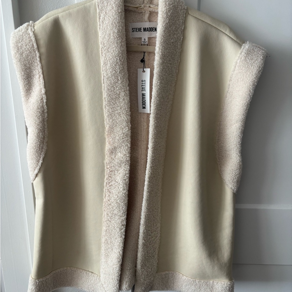 Steve Madden Off-White Shearling Vest